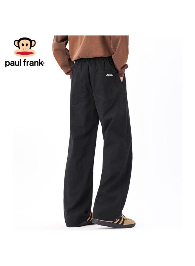 Paul Frank Men's Casual Winter Cotton Straight-leg Loose Wide-leg Cargo Pants Black 4XL - Image 4
