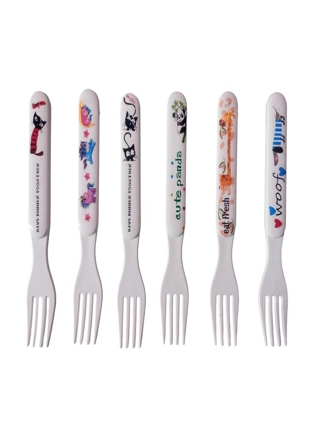 SBA PRIME Set of 6 Kids Plastic Forks with Cute Cartoon Prints | Safe, Lightweight & Reusable Cutlery Set for Toddlers & Children – Perfect for Lunchbox, Snacks & Daily Use - Image 4