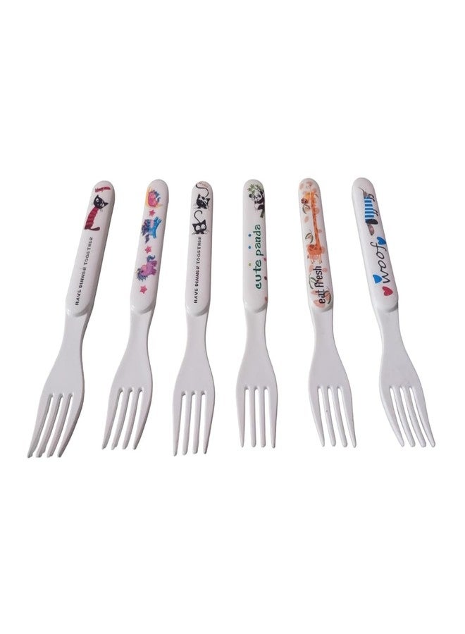 SBA PRIME Set of 6 Kids Plastic Forks with Cute Cartoon Prints | Safe, Lightweight & Reusable Cutlery Set for Toddlers & Children – Perfect for Lunchbox, Snacks & Daily Use - Image 3