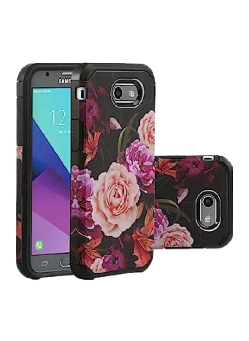 Generic - Galaxy J3 Emerge Case Black Marble Floral for Women Gir,J3 Prime/J3 2017/Amp Prime 2/Express Prime 2/Sol 2/J3 Luna Pro/J3 Eclipse/J3 Mission Case, Hybrid Rugged Protective - Image 1