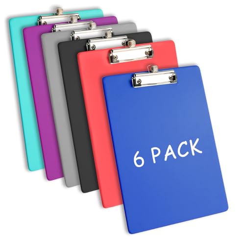 LIMANLIRY Clipboards with Pen Holder, Clip Boards Plastic Standard A4 Letter Size Holds 100 Sheets 8.5x11 Inch Papers 6 Pack Assorted Colors - Image 1