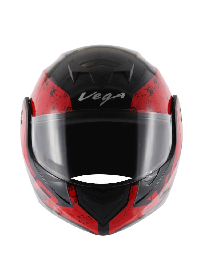 Vega Crux DX Victor Flip Up Motorcycle Helmet Dual Visor Clear and Inner Sun Visor ISI Certified Black Red Size M - Image 3