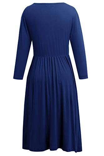Smallshow Women's Maternity Nursing Dress 3/4 Sleeve Dress for Breastfeeding XX-Large Navy - Image 3