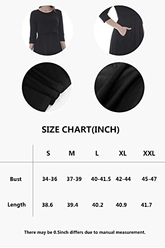 Smallshow Women's Maternity Nursing Dress 3/4 Sleeve Dress for Breastfeeding XX-Large Navy - Image 4