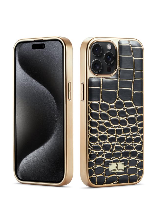 The Bros Case For iPhone 15 Pro Fierre Shann Crocodile Texture Electroplating PU Phone Case