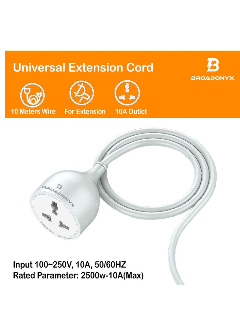 Broadonyx 10 Meter Heavy Duty Extension Cord | 1-Way Universal Socket | Pure Copper Wire | 2500W High Power Extension Lead for Home, Office & Outdoor Use - Image 4