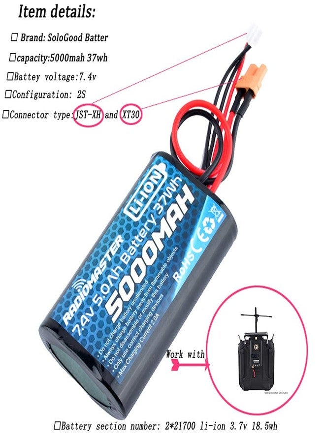 RADIOMASTER TX16S Battey 5000mAh 2S 7.4V XT30 JST-XH Plug TX16s Transmitter 1Pack - Image 5