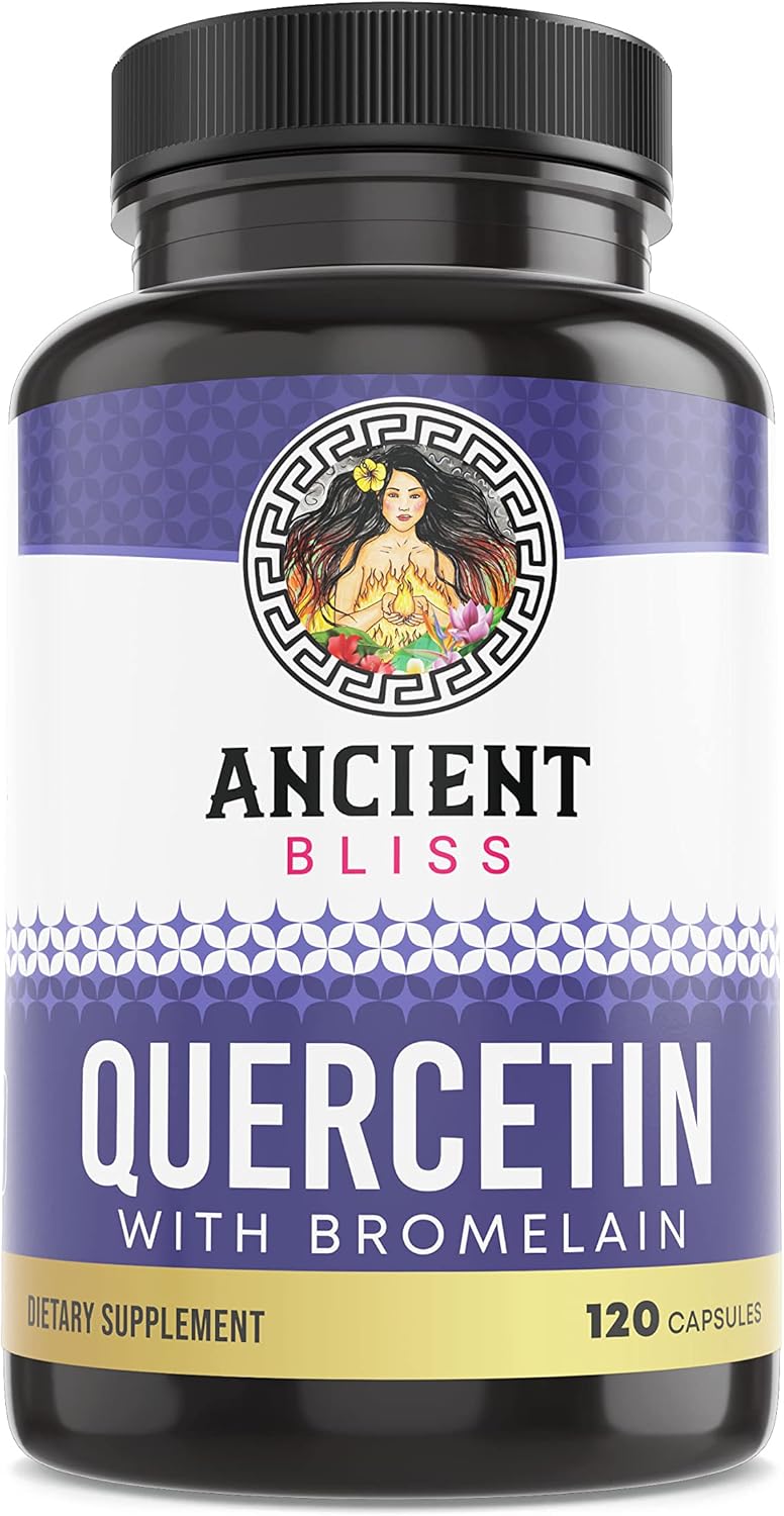 Ancient Bliss Quercetin with Bromelain  Quercetin 1000mg Bromelain 200mg per Serving  Supports Immune System Joint Health Respiratory Health  Overall WellBeing  120 Capsules - Image 1
