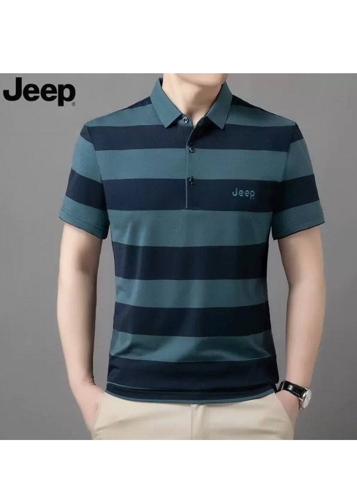 Jeep Striped Slim Fit Lapel Fashion POLO Shirt - Image 1
