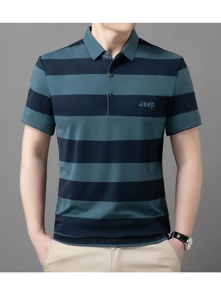 Jeep Striped Slim Fit Lapel Fashion POLO Shirt - Image 2