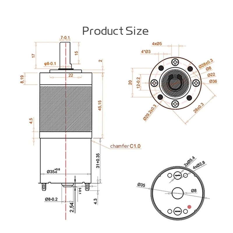 24V DC Brushed Planetary Gear Motor 84RPM High Torque Adjustable Speed Electronic Starter - Image 3