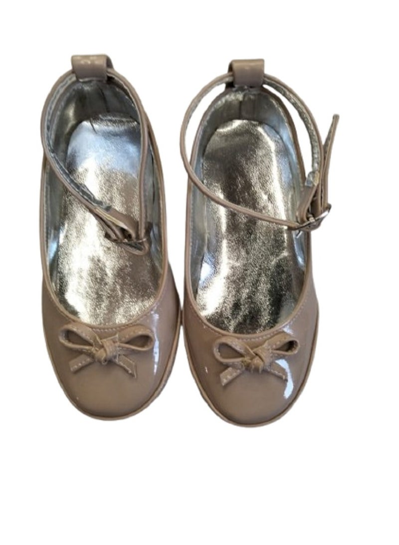 Generic Glossy Beige Leather Shoes For Kids-24 - Image 2