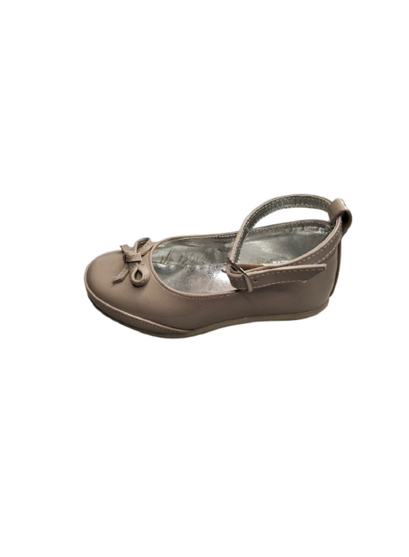 Generic Glossy Beige Leather Shoes For Kids-24 - Image 3