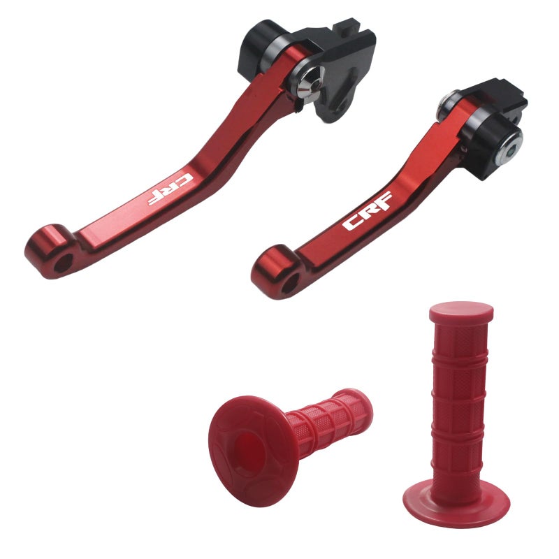 TIRGE Foldable Pivot Clutch Brake Lever Handle Handlebar Grip for CRF125F CRF125 F CRF 125F 2014 2015 2016 2017 2019 2019 2020 2021 2022 crf125fGripred - Image 2