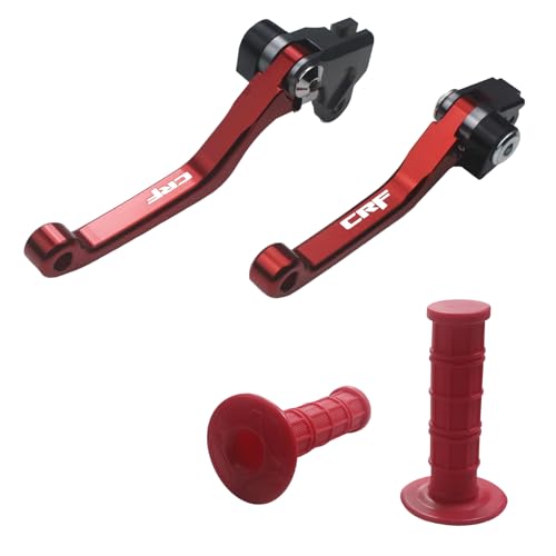 TIRGE Foldable Pivot Clutch Brake Lever Handle Handlebar Grip for CRF125F CRF125 F CRF 125F 2014 2015 2016 2017 2019 2019 2020 2021 2022 crf125fGripred - Image 1