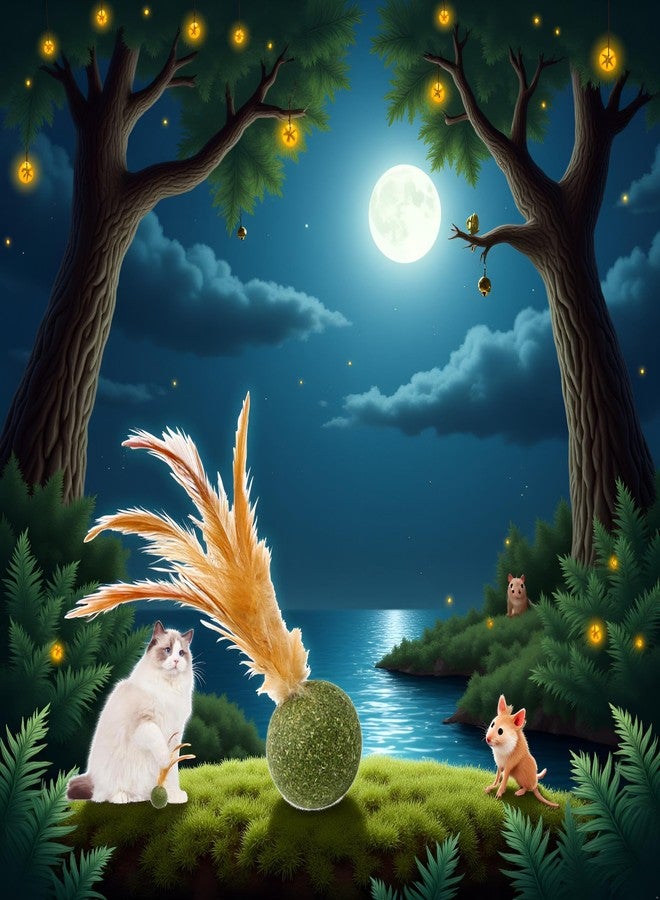 Pxiryanlow Interactive Catnip Cat Toys,Cat Toys Catnip - Edible Kitten Feather Ball for Cats Lick,Safe Healthy Kitten Chew, Teeth Cleaning,Cat Treats - Image 4