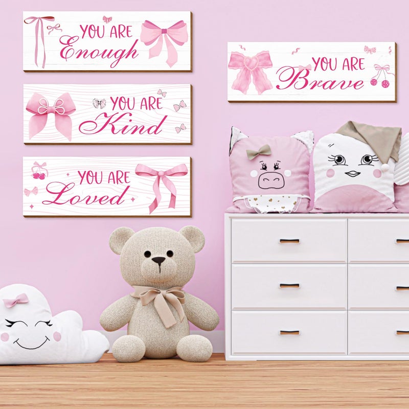 Riletese 4 Pcs Pink Wall Decor, Positive Affirmations Wall Art Decor, Inspirational Wall Bathroom Decor, Pink Room Decor for Teen Girls - Image 2