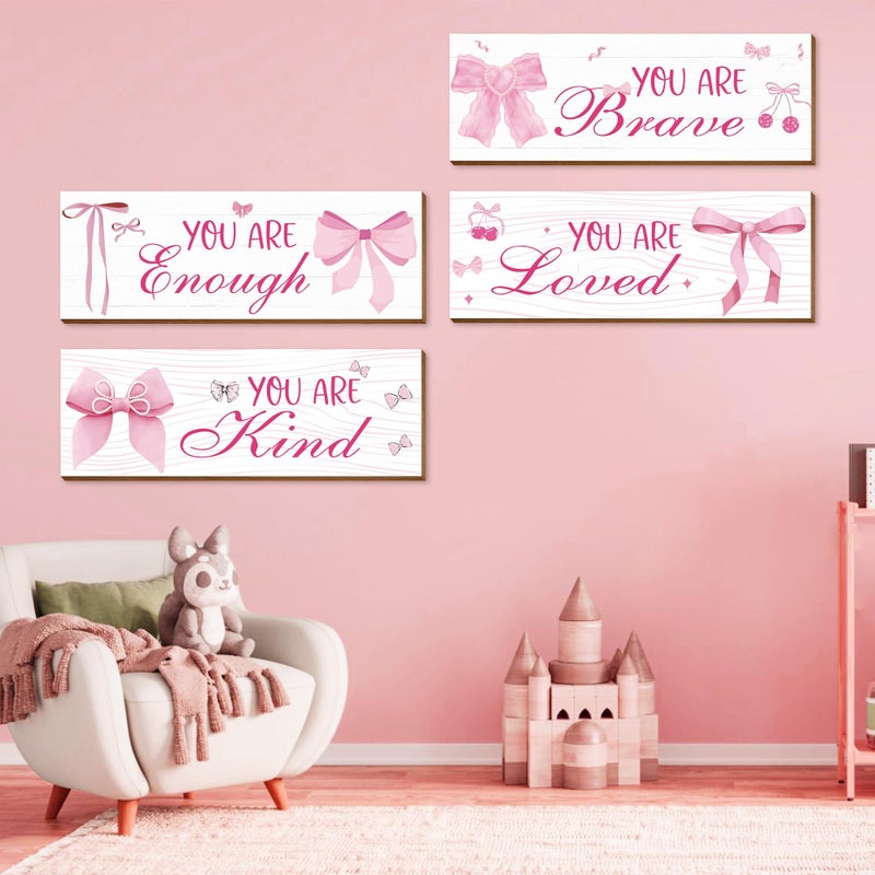 Riletese 4 Pcs Pink Wall Decor, Positive Affirmations Wall Art Decor, Inspirational Wall Bathroom Decor, Pink Room Decor for Teen Girls - Image 5
