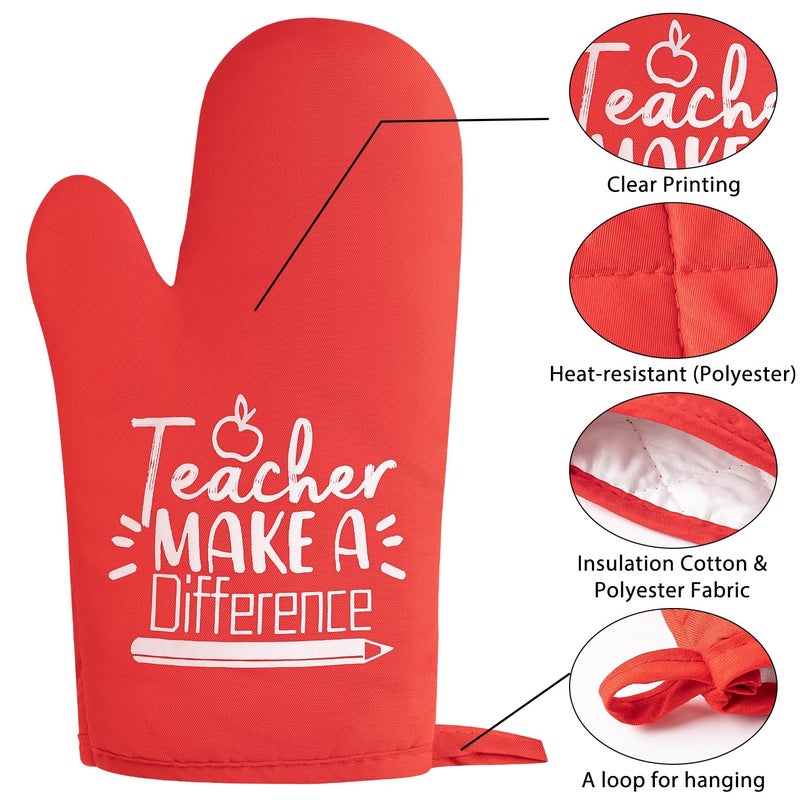 GROBRO7 GROBRO7 6Pcs Cotton Oven Mitts Pot Holders Teacher Appreciation Week Gift for Women Men Teacher Make a Difference Pocket Potholder Baking Gloves Thank You Teachers Gifts for Back to School Graduation  - Image 2