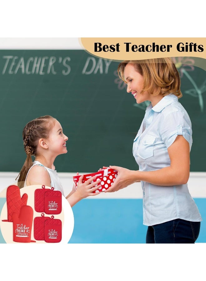 GROBRO7 GROBRO7 6Pcs Cotton Oven Mitts Pot Holders Teacher Appreciation Week Gift for Women Men Teacher Make a Difference Pocket Potholder Baking Gloves Thank You Teachers Gifts for Back to School Graduation  - Image 5