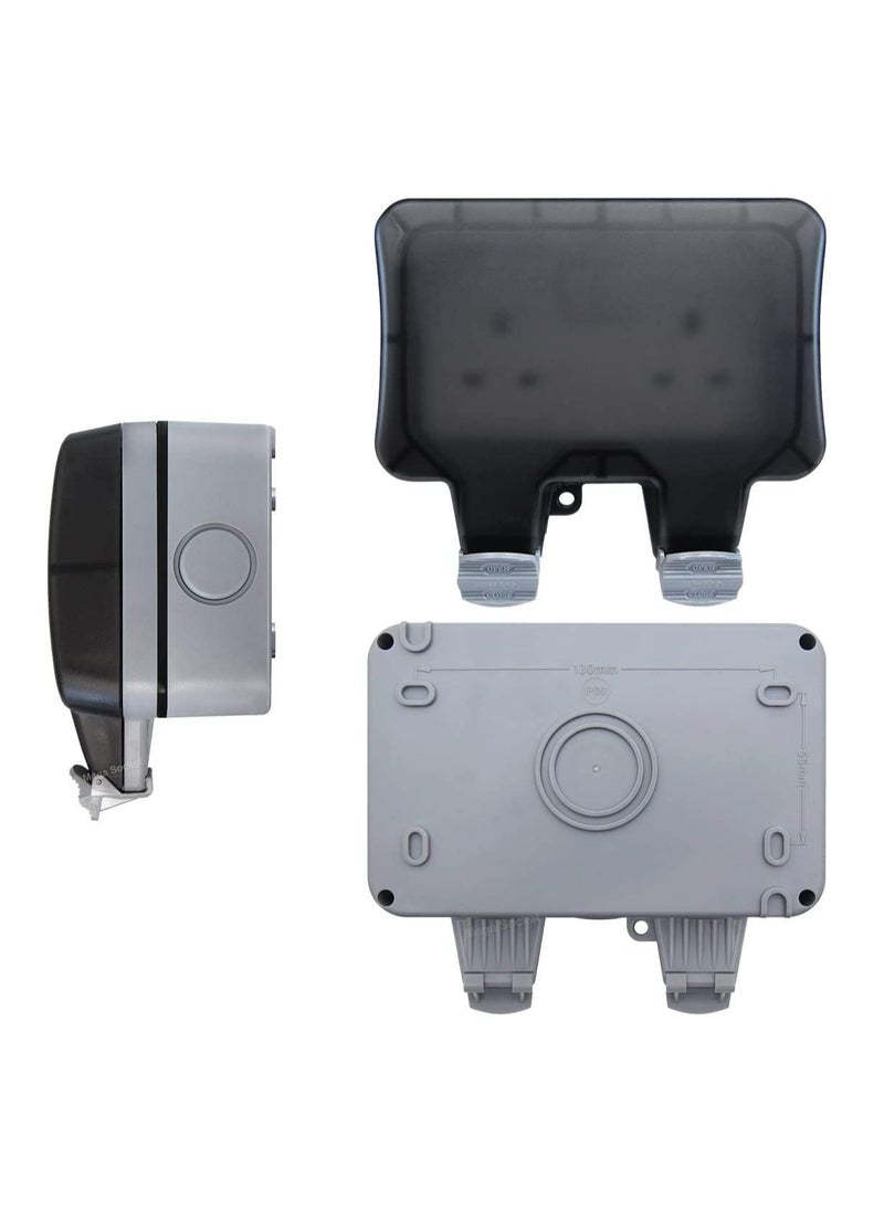 Outdoor Sockets Waterproof Double Socket, Wall Electrical Outlets, IP66 Switched Socket Covers, 13A Outdoor Wall Weatherproof Plug Socket Box (Double Socket)