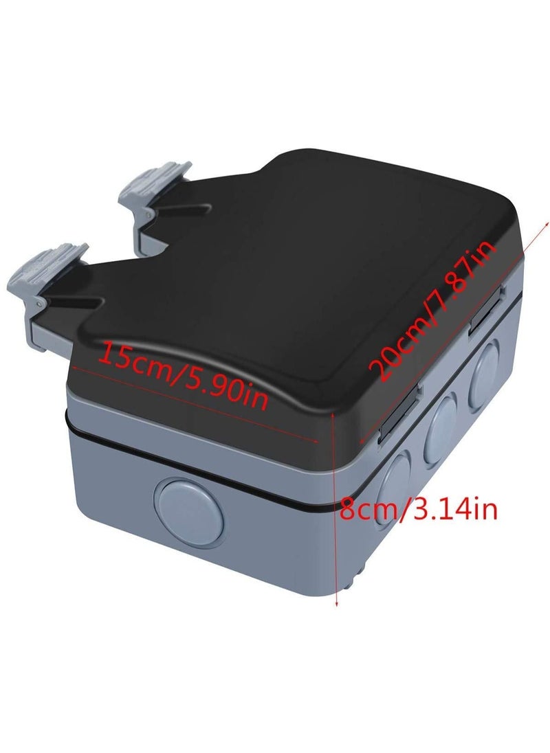 Outdoor Sockets Waterproof Double Socket, Wall Electrical Outlets, IP66 Switched Socket Covers, 13A Outdoor Wall Weatherproof Plug Socket Box (Double Socket)