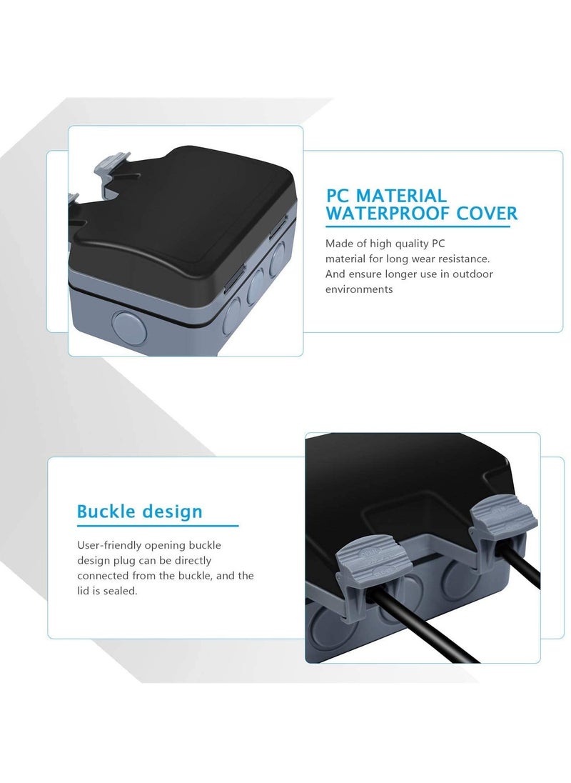 Outdoor Sockets Waterproof Double Socket, Wall Electrical Outlets, IP66 Switched Socket Covers, 13A Outdoor Wall Weatherproof Plug Socket Box (Double Socket)