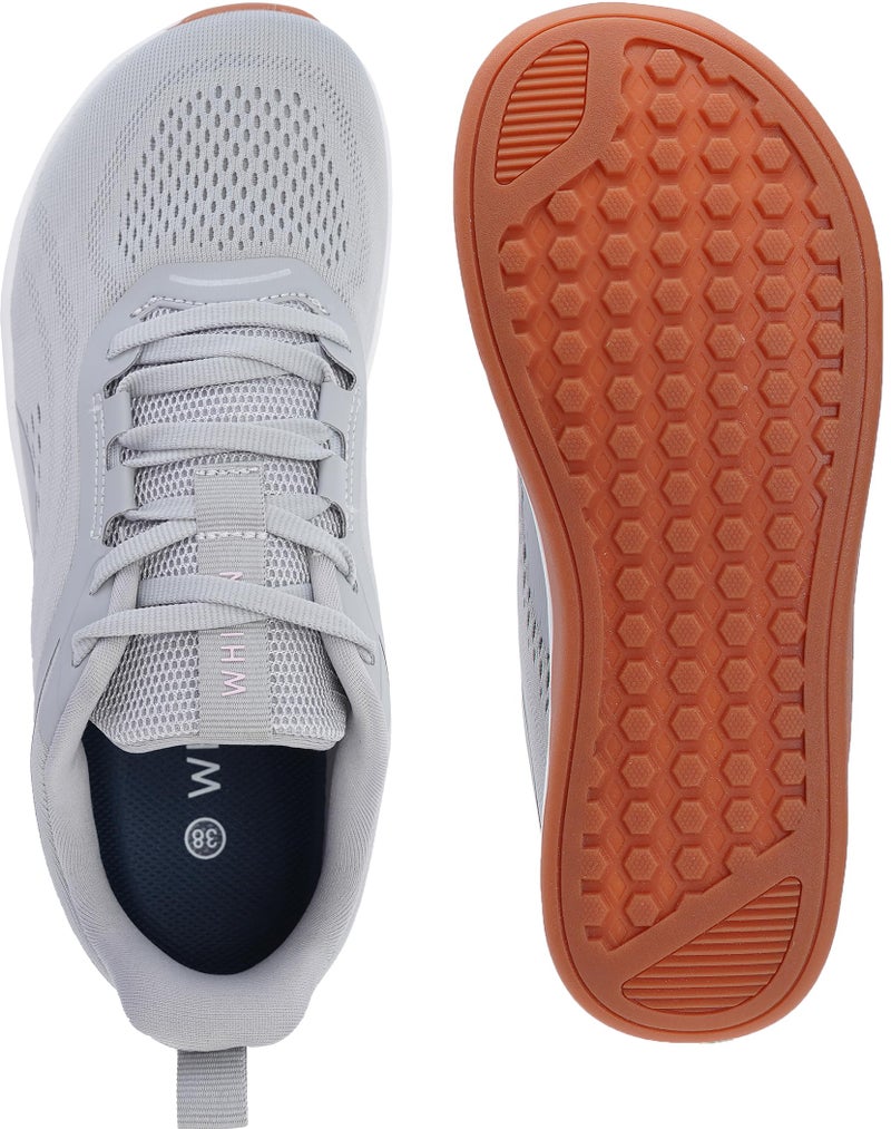 WHITIN Women's Zero Drop Wide Toe Box Road Running Shoes Size 8.5 Breathable Slip Resistant Workout Tennis Training Walking Footwear Width 40 Grey/Gum - Image 4