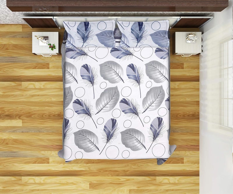IVAZA IVAZA New Premium Poly Cotton 3D Printed Double Bedsheet with 2 Pillow Covers White  - Image 3