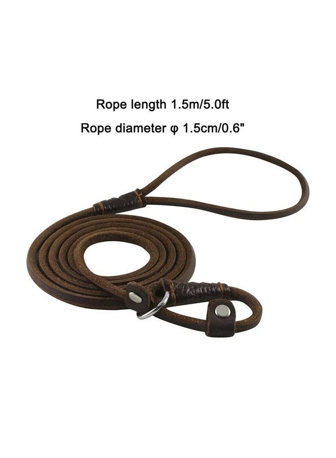 DONGKER Dog Slip Lead,5ft 2-in-1 Leather Pet Training Walking Leash Adjustable Neck Size for Small Medium Lage Dogs - Image 3