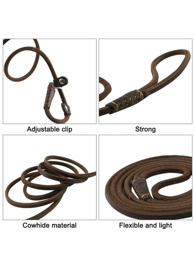 DONGKER Dog Slip Lead,5ft 2-in-1 Leather Pet Training Walking Leash Adjustable Neck Size for Small Medium Lage Dogs - Image 2