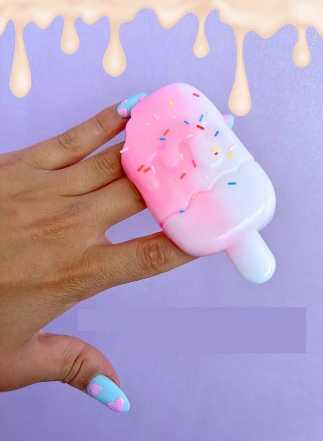 Squishy Ice Cream Fidget Toys, Pinch Family Squeeze Toys, Cute Squishies Stress Ice Cream Sensory Toys (Pink/White) - Image 1