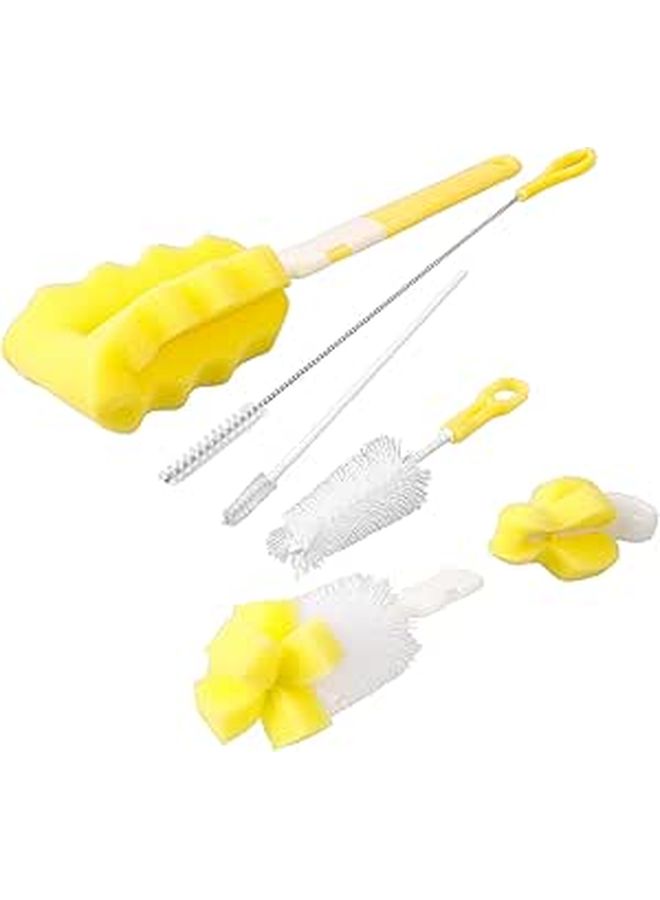 6Pcs Long Handle Bottle Cleaning Brush Set with Sponge and Straw Brushes for Kitchen Cups - Image 1
