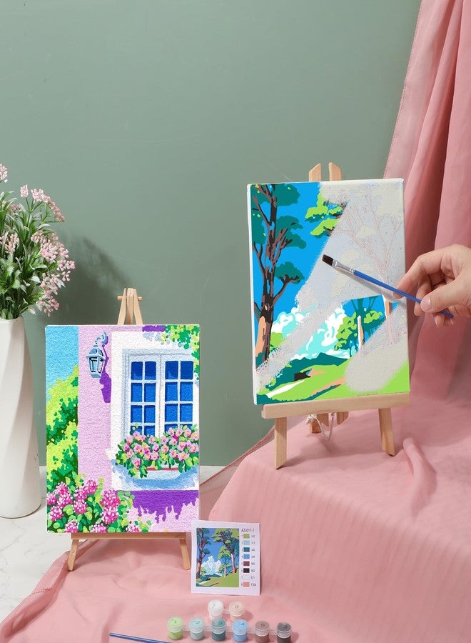 نيزيو مجموعة نيزيو للرسم بالأرقام (12 مجموعة) مع إطار للمبتدئين البالغين، لوحة رسم أكريليك يمكنك صنعها بنفسك لحفلات الرسم، ونشاط صفي، وهدية عيد ميلاد، مقاس 8 × 8 بوصة (مناظر طبيعية). - Image 5