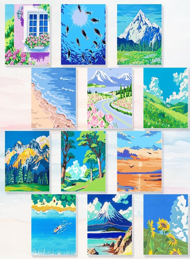 نيزيو مجموعة نيزيو للرسم بالأرقام (12 مجموعة) مع إطار للمبتدئين البالغين، لوحة رسم أكريليك يمكنك صنعها بنفسك لحفلات الرسم، ونشاط صفي، وهدية عيد ميلاد، مقاس 8 × 8 بوصة (مناظر طبيعية). - Image 3