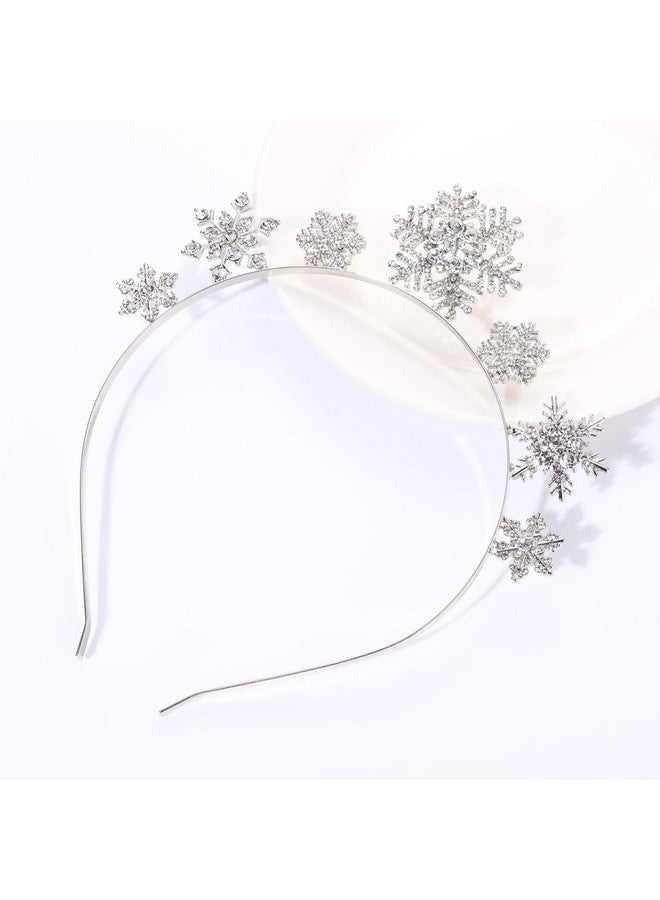 سيالكسهيني عصابة رأس على شكل ندفة ثلجية لعيد الميلاد المجيد للنساء، عصابة رأس على شكل ندفة ثلجية من الكريستال اللامع مرصعة بأحجار الراين، إكسسوارات شتوية، هدايا حفلات احتفالية (أ - ندفة ثلجية 2) - Image 4