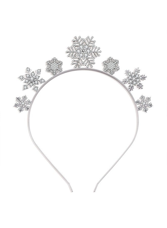 سيالكسهيني عصابة رأس على شكل ندفة ثلجية لعيد الميلاد المجيد للنساء، عصابة رأس على شكل ندفة ثلجية من الكريستال اللامع مرصعة بأحجار الراين، إكسسوارات شتوية، هدايا حفلات احتفالية (أ - ندفة ثلجية 2) - Image 1