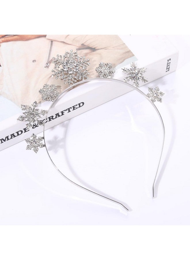 سيالكسهيني عصابة رأس على شكل ندفة ثلجية لعيد الميلاد المجيد للنساء، عصابة رأس على شكل ندفة ثلجية من الكريستال اللامع مرصعة بأحجار الراين، إكسسوارات شتوية، هدايا حفلات احتفالية (أ - ندفة ثلجية 2) - Image 3