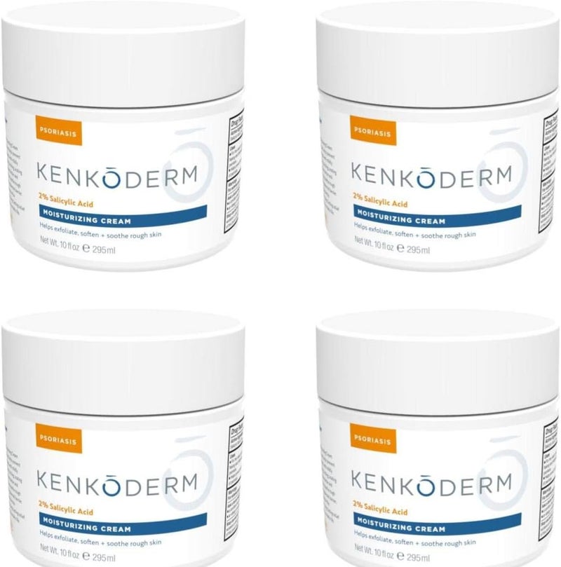 Kenkoderm Psoriasis Moisturizing Cream - 10 oz | 1 Jar | Dermatologist Developed | Fragrance + Color Free (4 Jars)