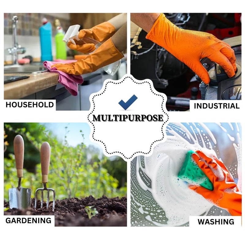 Evozena Heavy Duty Hand Gloves Gloves for Washing Utensils Rubber Gloves for cleaning Gardening Gloves Dish Washing Gloves Kitchen Gloves for Dishwashing Industrial Gloves Orange Medium 2 - Image 4