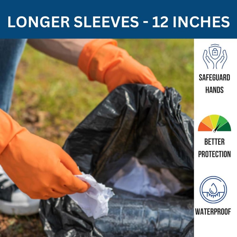 Evozena Heavy Duty Hand Gloves Gloves for Washing Utensils Rubber Gloves for cleaning Gardening Gloves Dish Washing Gloves Kitchen Gloves for Dishwashing Industrial Gloves Orange Medium 2 - Image 5