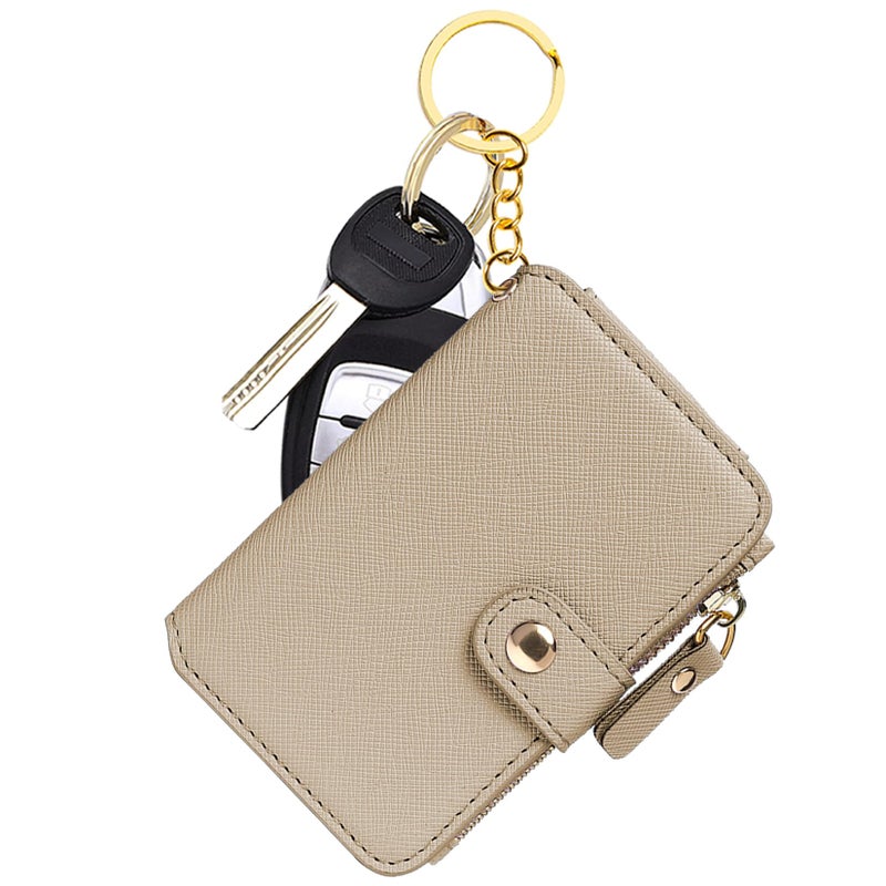 M-Plateau Card Cases: Premium PU Leather Slim Card Case Wallet for Women, Small, Khaki - Image 1