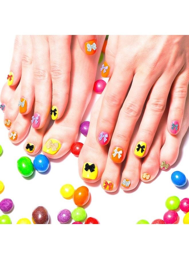 Maitys - 240 Pieces 3D Bow Nail Art Decorations 3D Bows Nail Charms Resin Bow Nail Decorations Colorful Bowknot Nail Accessories For Nail Art Designs Nail Decoration Diy Crafting - Image 1