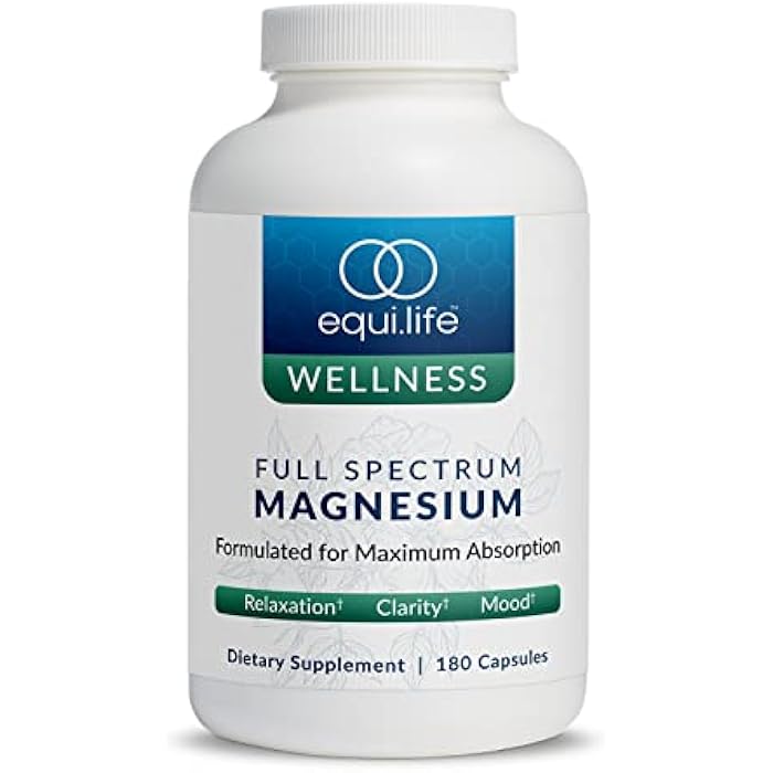 Equilife Full Spectrum Magnesium Supplement, Magnesium Glycinate, Citrate, & Malate, Bioavailable Mineral Blend, Dairy, Soy, & Gluten Free, Vegan, Non GMO, 180 Capsules - Image 1