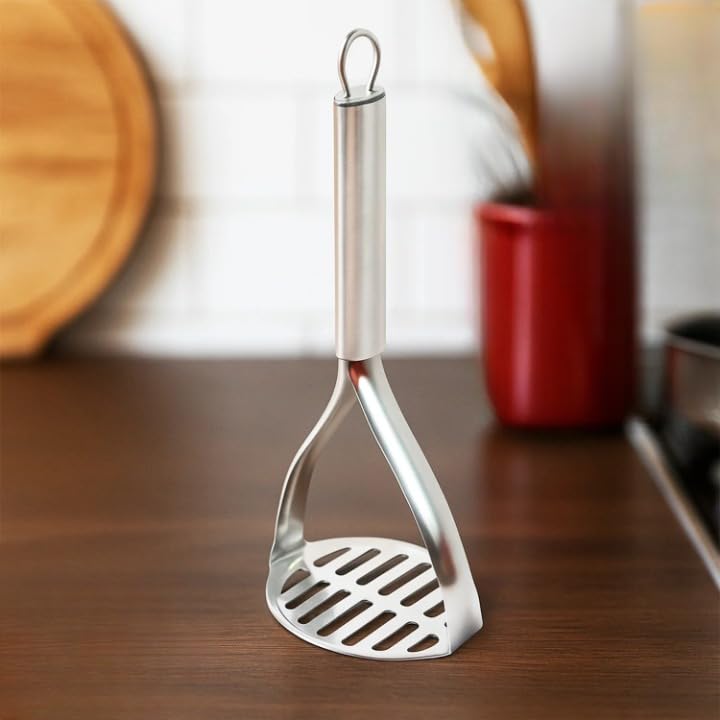 SUPERMOM Stainless Steel Potato Masher 1 Pc – Heavy Duty Vegetable Masher with Stylish Handle – Durable Food Mashing Crusher for Pav Bhaji, Fruits & More – Easy Grip, Effortless Handheld Kitchen Tool - Image 1