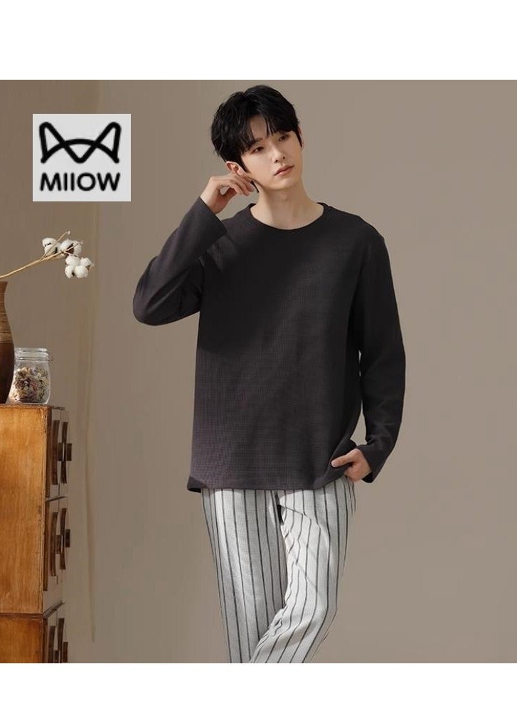 MIIOW Men's Pure Cotton Casual Long Sleeved Pants Home Suit Can Be Worn Outside - Image 1