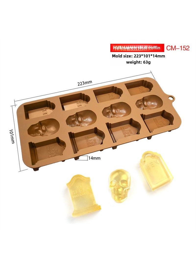 Generic - Halloween Pumpkin Silicone Mold Witch Skull Candy (63g) Coffin CM-152 - Image 1