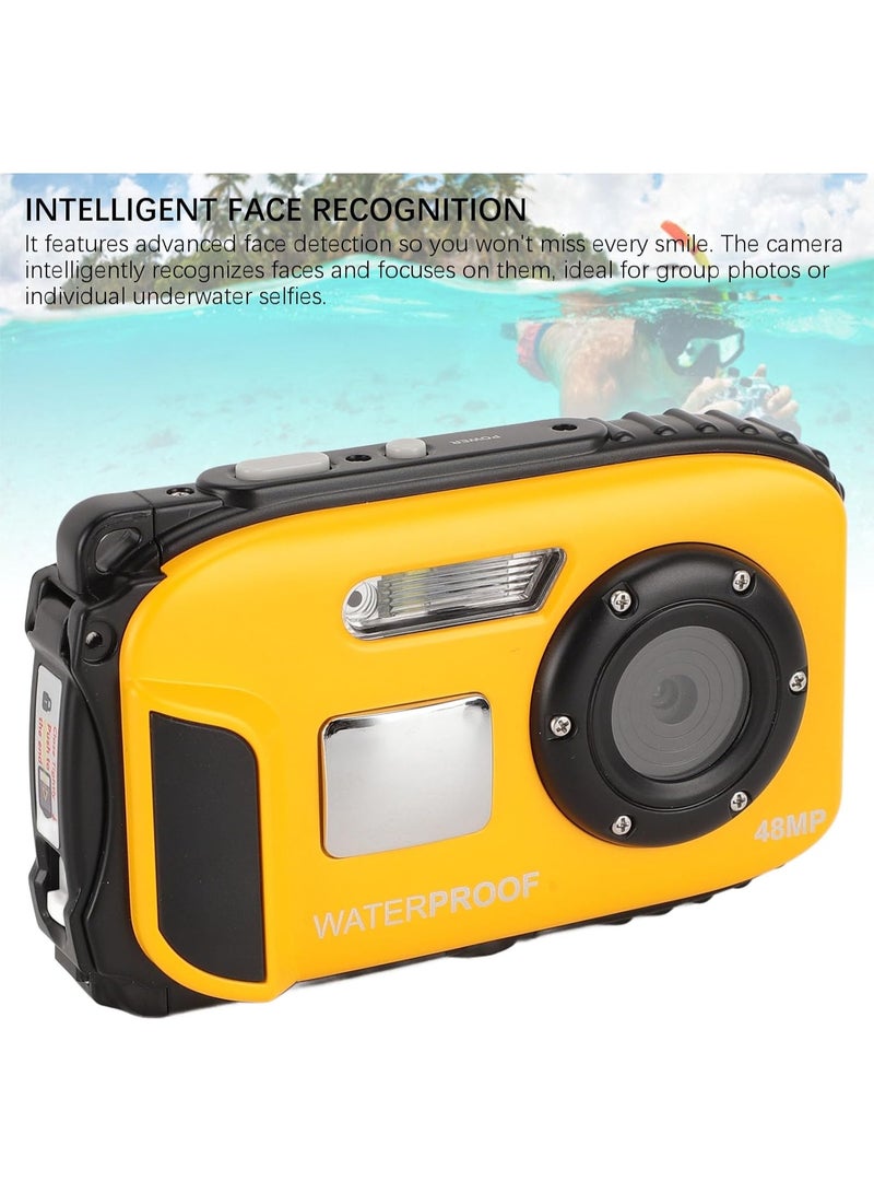AIWANTO Underwater Digital Camera 48MP with 1080P Video, 16X Zoom, Auto Focus & Anti-Shake – Waterproof Compact Camera for Diving, Snorkeling & Travel (Yellow) - Image 2