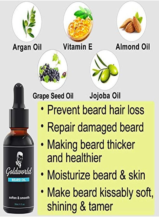 GoldWorld - Beard Growth Kit,Beard Grooming Kit W/2 Packs Beard Wash/Shampoo,Beard Growth Oil,Beard Balm,Beard Wash,Brush,Comb,Scissor,Storage Bag,E-Book,Beard Care & Trimming Kit Gifts For Men Him - Image 1