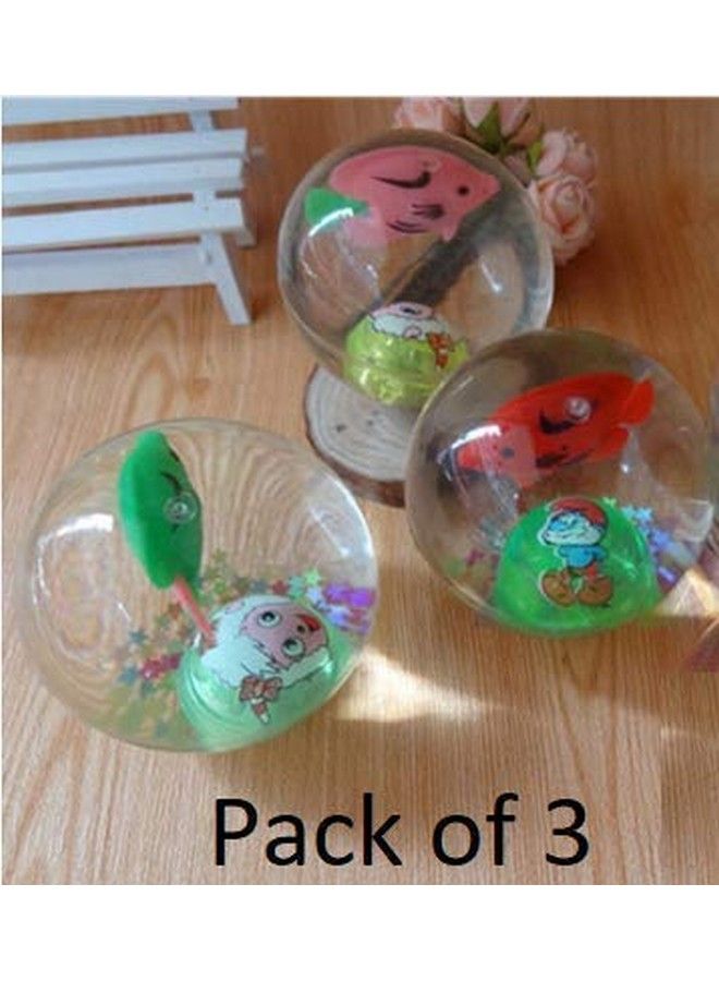 FAVELA Led Flashing Luminous Ball 55Mm Rubber Bouncing Ball Anti Stress Light Led Stress Gift Fun Toys For Children(Pack Of 3) (Multi) Standard Size - Image 3